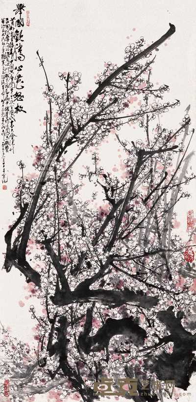 于希宁 1977年作 举国欢腾 心花怒放 镜心 133.5×65.5cm